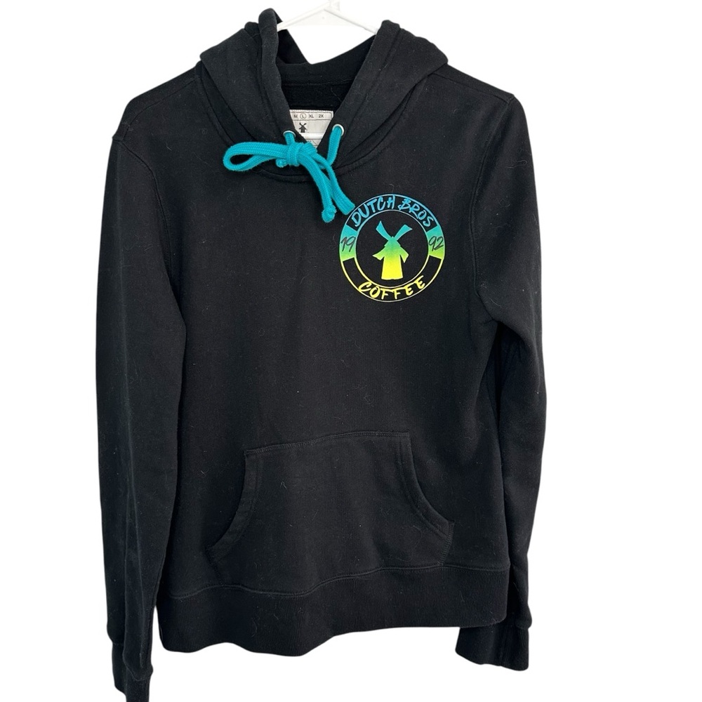 Dutch Bros Women’s SMALL+MEDIUM Zip Up Hoodie Neon Blue + Green + Yellow RARE